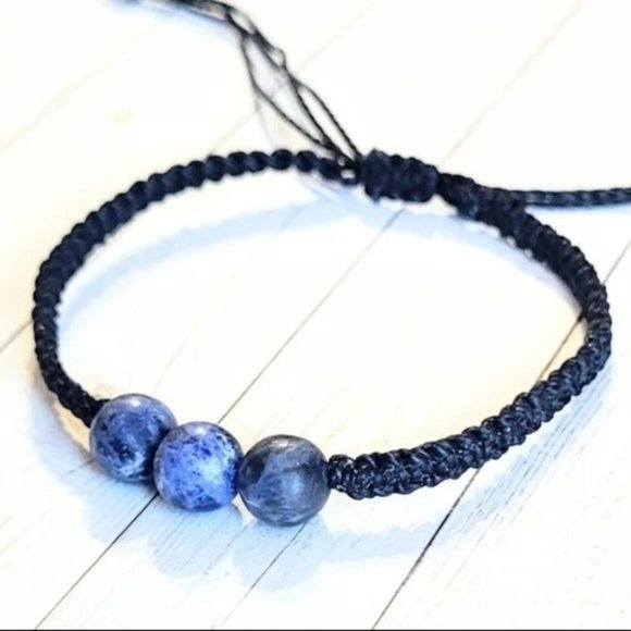 Sodalite 3 Bead Knotted Bracelet - Picture 3 of 3